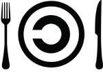 Logo de cuisine libre, représentant un symbole copyleft entouré de couverts